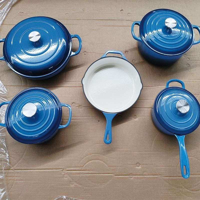 주방용품 주철 냄비세트 가정용 스튜 냄비 프라이팬 수프 냄비 조리도구 포함 내열성 좋은 실용적인 주방세트 예쁜 디자인, 1개, 동일 구성, 5피스 세트 - 블루 212,600원
