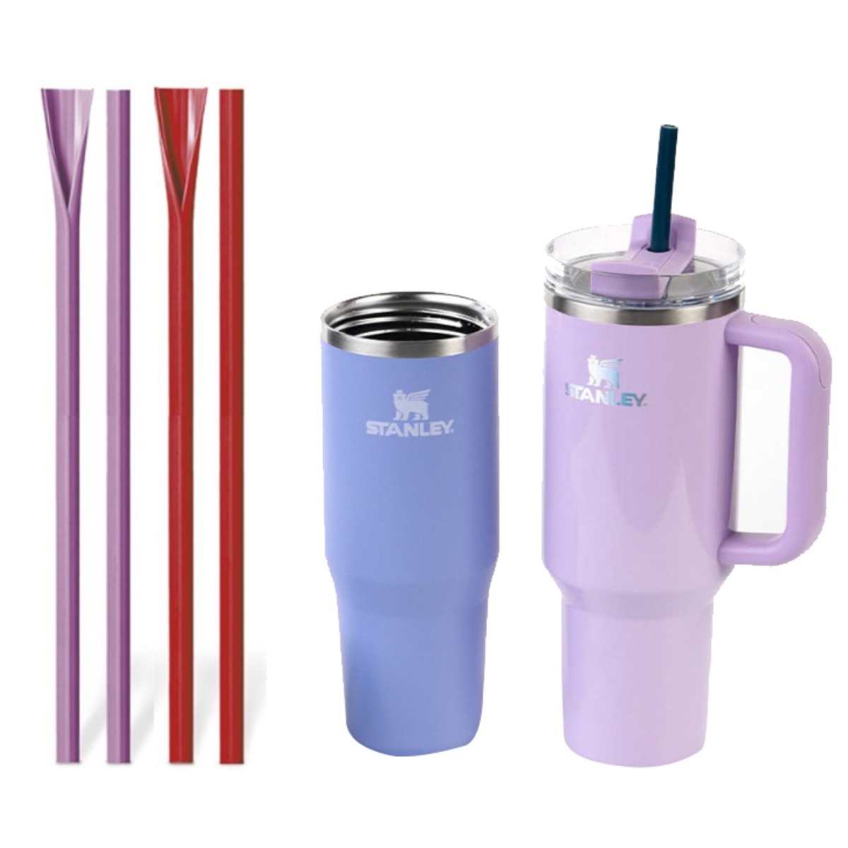 텀블러용 실리콘 롱빨대 30cm 개별포장 스탠리 스타벅스 호환용 빨대 퍼플+레드, 2개, 1세트, 현재가 9,540원