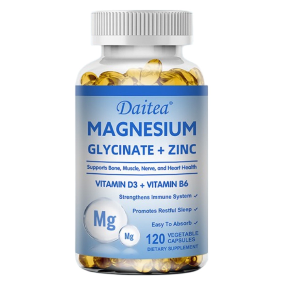 마그네슘 글리시네이트, 아연, 비타민 D3 및 B6 보충제로 흡수를 극대화하세요 - 건강한 수면, 신경 및 뼈 건강을 위해 23,310원