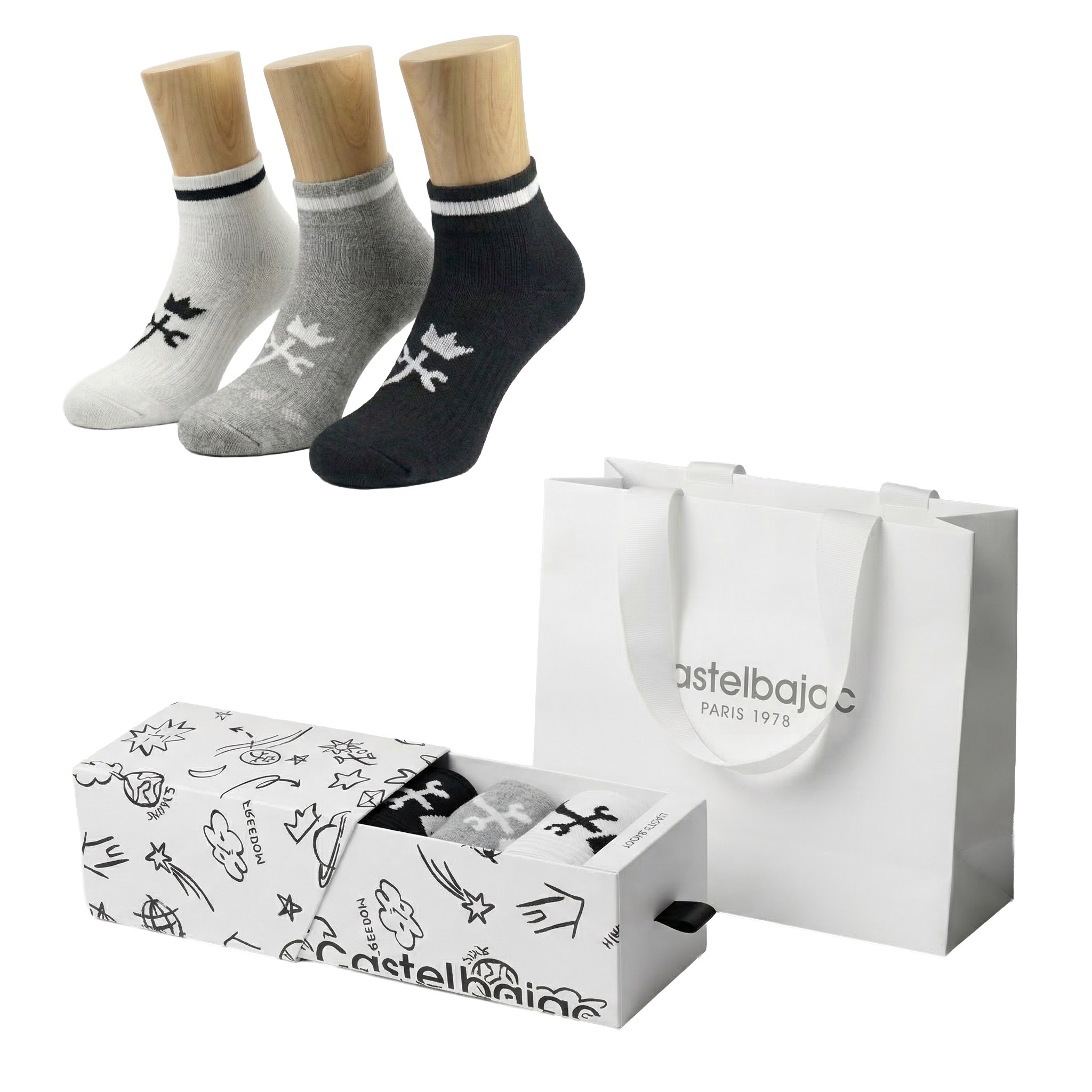 까스텔바작 CSM28HU 남성용 여성용 압박쿠션 단목 골프양말 선물세트 3켤레 드로우박스 쇼핑백포함 19,500원