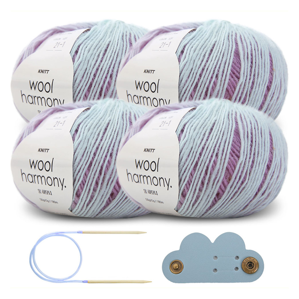 니뜨 울하모니 뜨개실 50g x 4p + 줄바늘 4mm + 케이블 홀더 세트 14,760원
