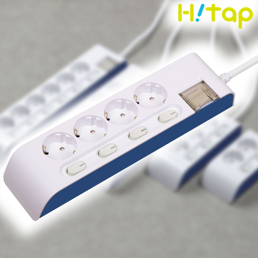 현대일렉트릭 하이탭 4구 개별스위치 멀티탭 2800W 국내생산, 1.5m, 화이트+네이비, 1개 18,100원