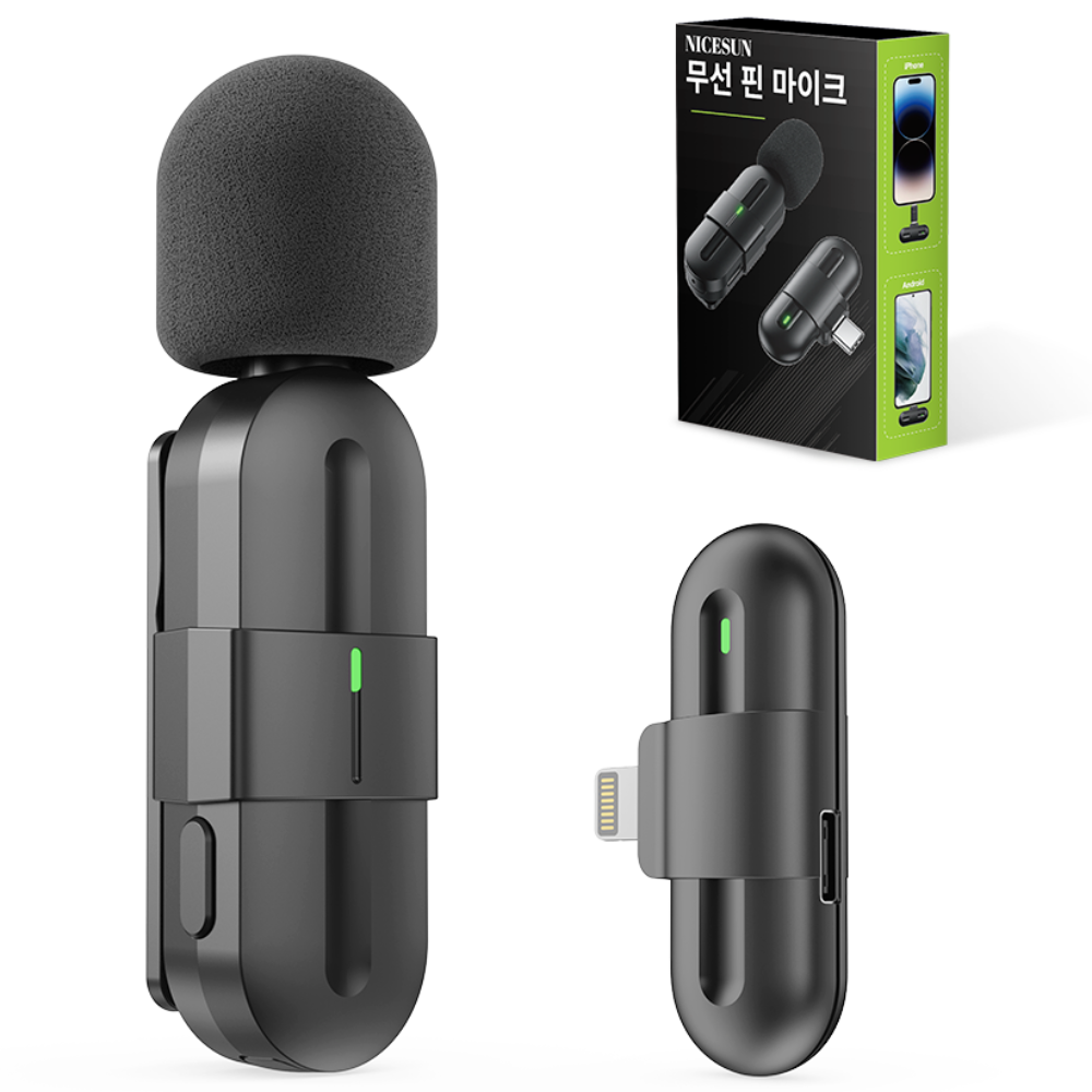 NICESUN 미니 무선 핀마이크 영상 촬영용 아이폰/안드로이드/태블릿, Vlog/유튜브/방송용 마이크 T16 85,900원