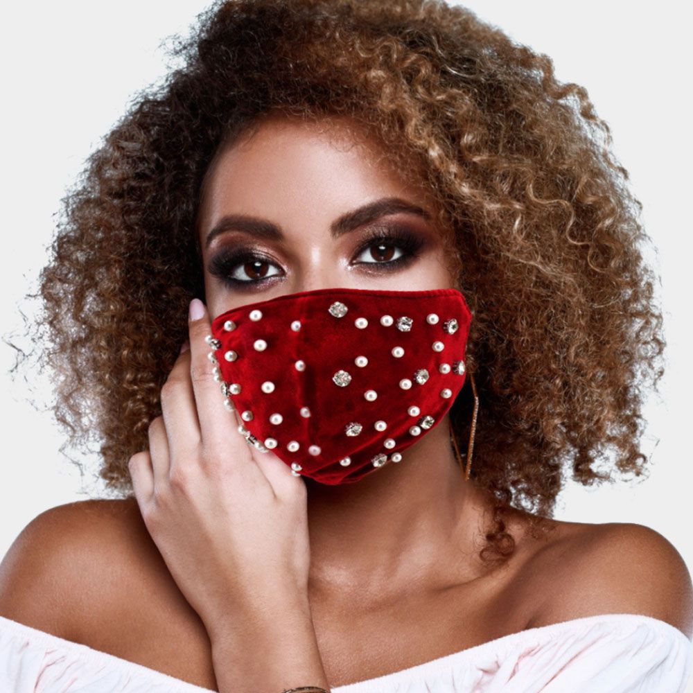 마녀플랜트 벨벳 진주 큐빅마스크 패션 큐빅펄 필터삽입 4,900원