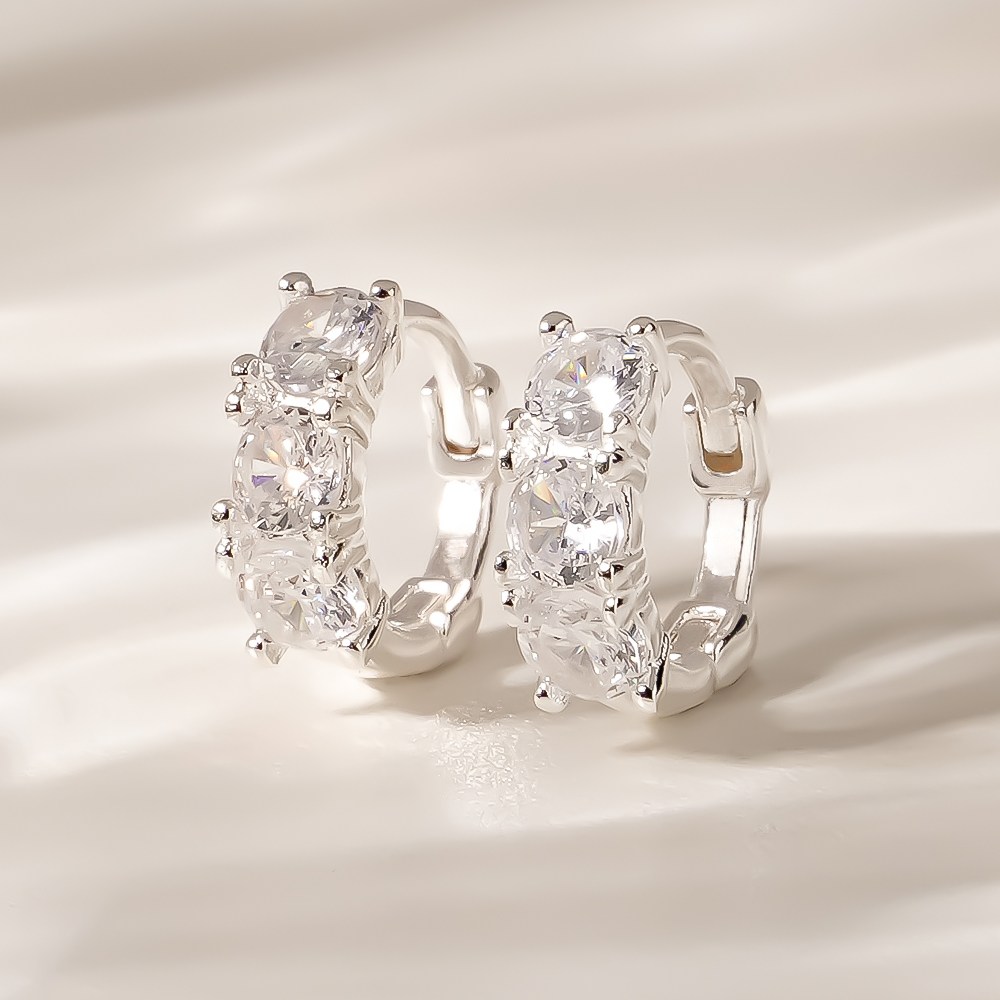 쥬넬 여성용 Silver925 스퀘어 큐빅 라인 링 귀걸이, 현재가 44,900원