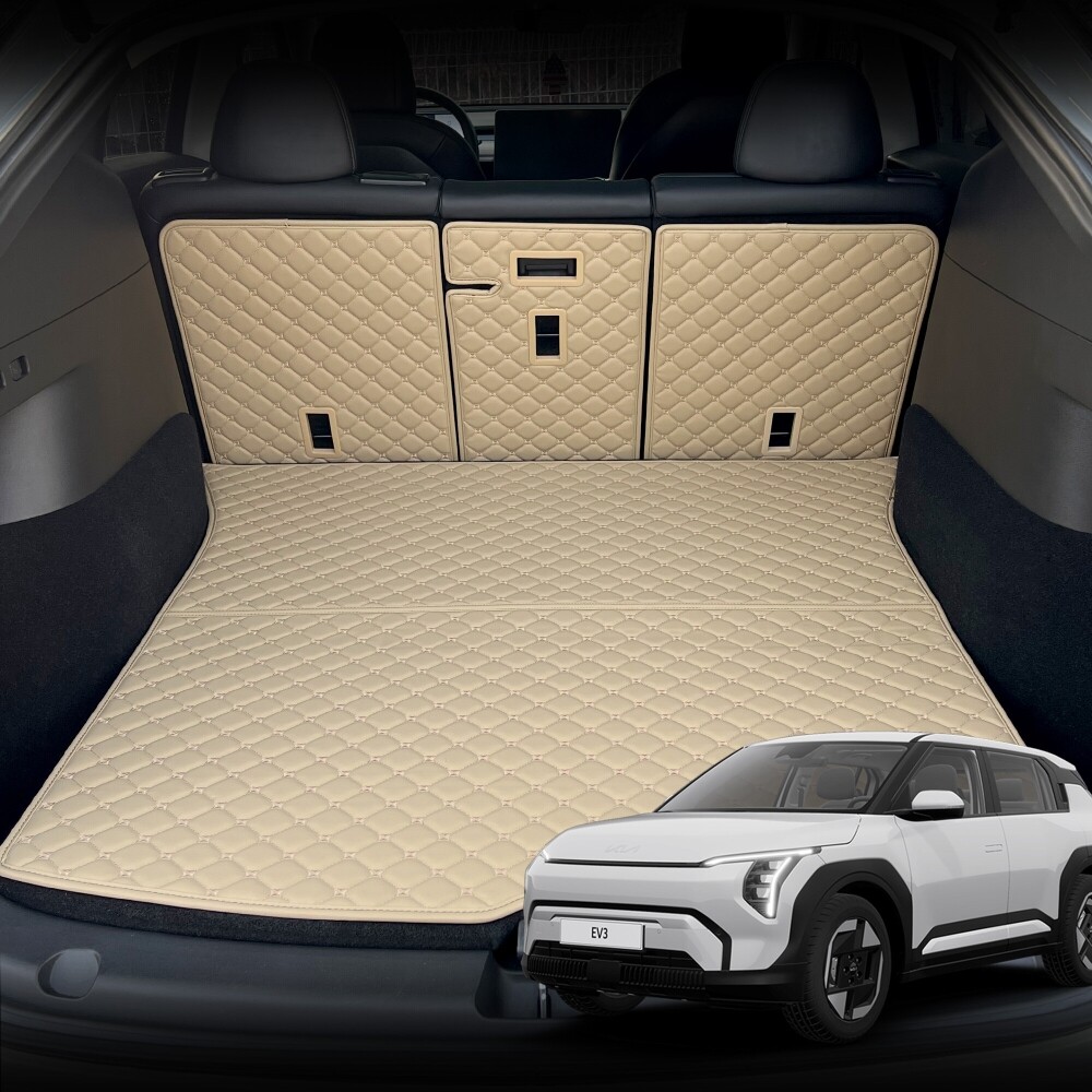 EV3 전용 컨셉토 가죽 퀼팅 등커버 트렁크매트 세트, 브라운 53,410원