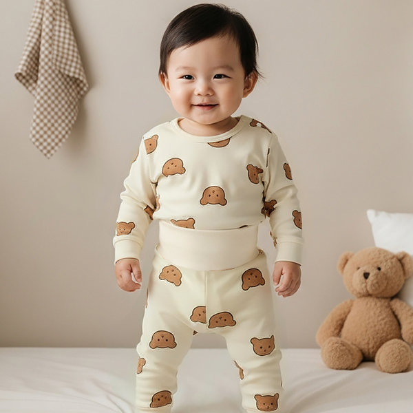 KC인증 몽실이 곰돌이 배앓이 방지 실내복 세트 아동 가을 긴팔 유아 백일 13,300원