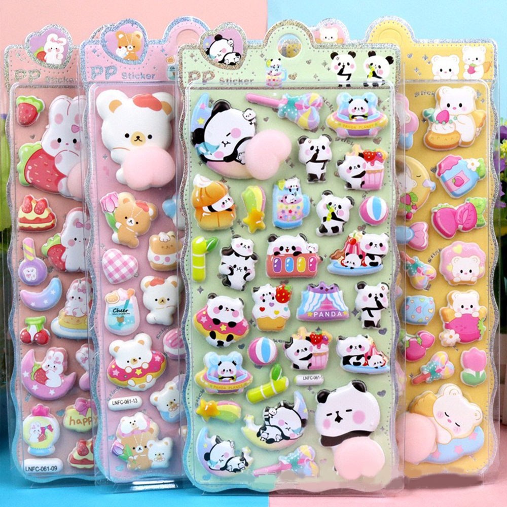 큐티한 3D 입체 말랑이 스티커 4장 세트, 귀여운 동물 & 디저트 캐릭터, 핸드폰/노트북 장식용 스티커, 4개, 여러 색상 18,290원