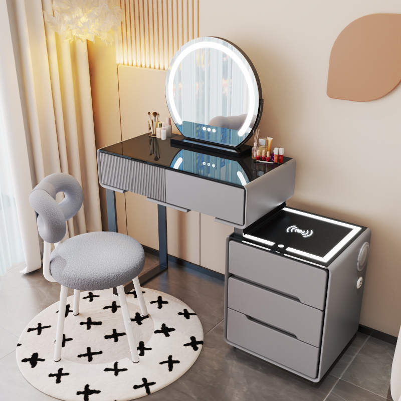 세련된 LED 조명 화장대 세트 - 넉넉한 수납 서랍장 포함 콘솔형 디자인 453,600원