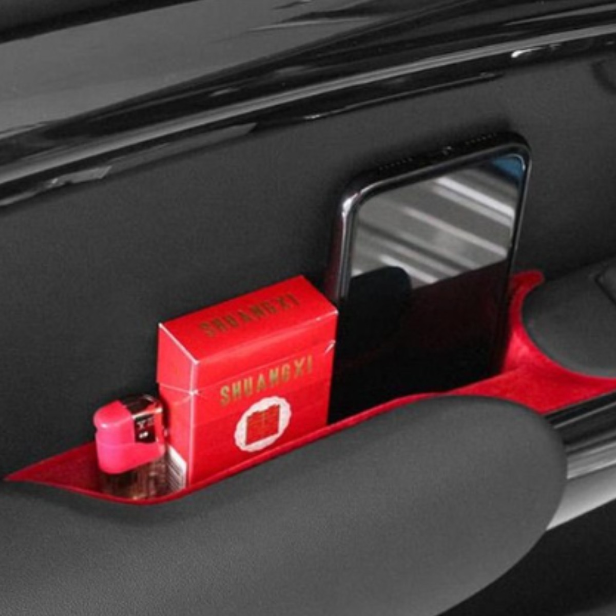 [도우팩토리]미니쿠퍼 벨벳 도어포켓, 미니쿠퍼 F바디 전용, 레드, 1세트 18,000원