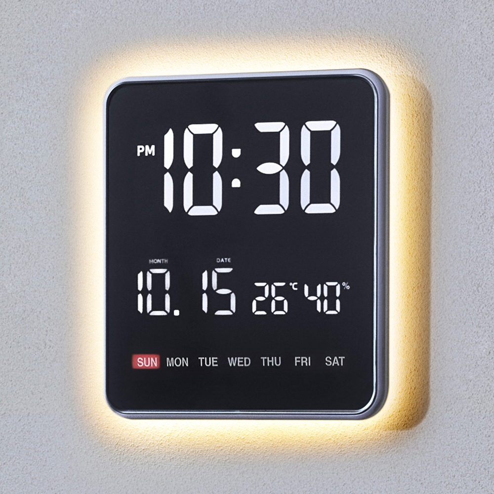 오더블유씨 실루엣 스퀘어 LED 조명 벽시계 OWD-1006DS, 혼합색상 85,200원