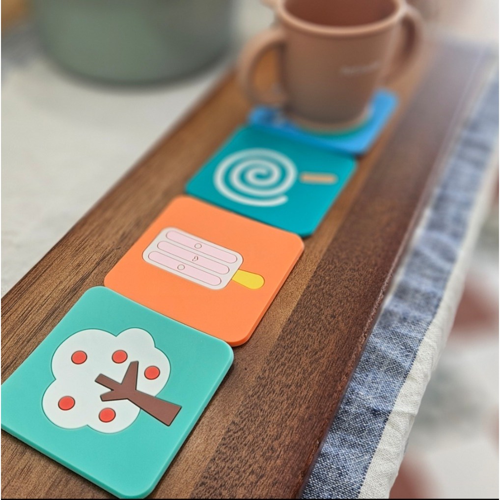 로투스비 펀펀 사각 실리콘 컵받침 4P 세트, 혼합색상 코스터, 1개, 현재가 9,900원