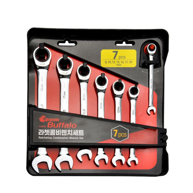 세신 기어렌치 7PCS(8 10 12 13 14 17 19 mm) 라쳇 렌치 스패너 세트 38,500원