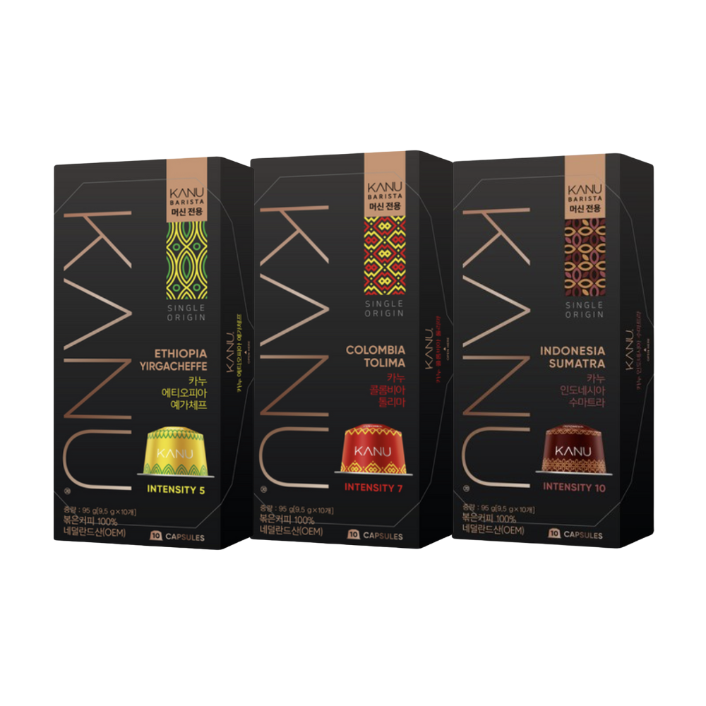 카누 바리스타 전용 캡슐커피 싱글 오리진 3종 (아라비카 에티오피아 콜롬비아 인도네시아 원두 라떼 아이스 모닝 캡슐커피), 2세트, 10개입, 9.5g 61,820원