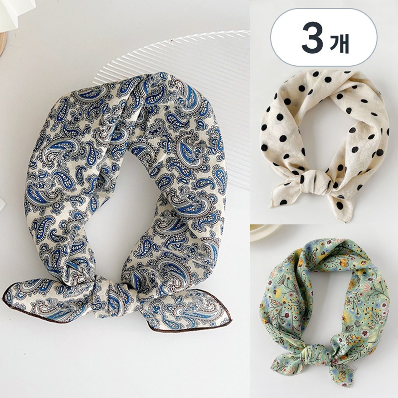 허블리 여성 손수건 스카프 머플러 선물 3종세트 13,000원