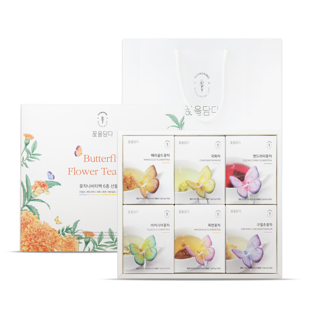 꽃을담다 나비티백 6종세트, 꽃차 6종, 1세트 36,430원