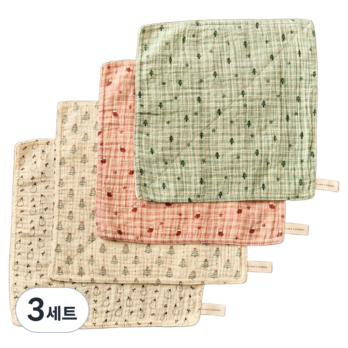 모던하우스 ON L 도톰한 4중지 살림 거즈행주 드로잉 크리스마스 4종 세트, 3세트 37,470원