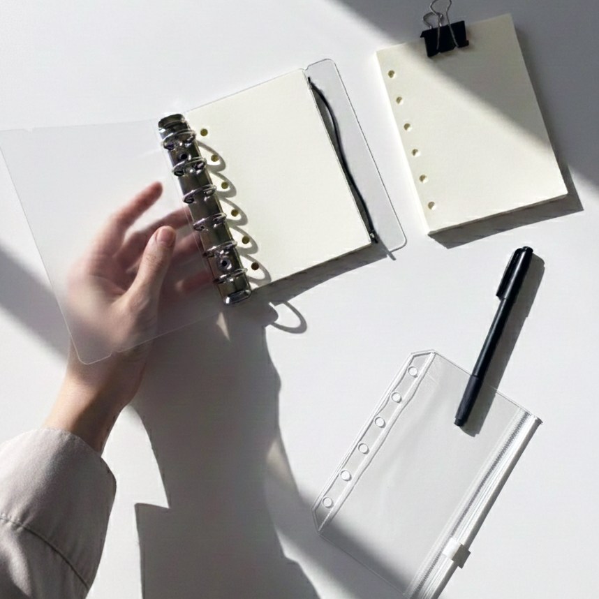 A7 6공 다이어리 지퍼백 속지 세트 반투명 미니 포카 바인더 현금챌린지 플래너 PU 커버 6,260원