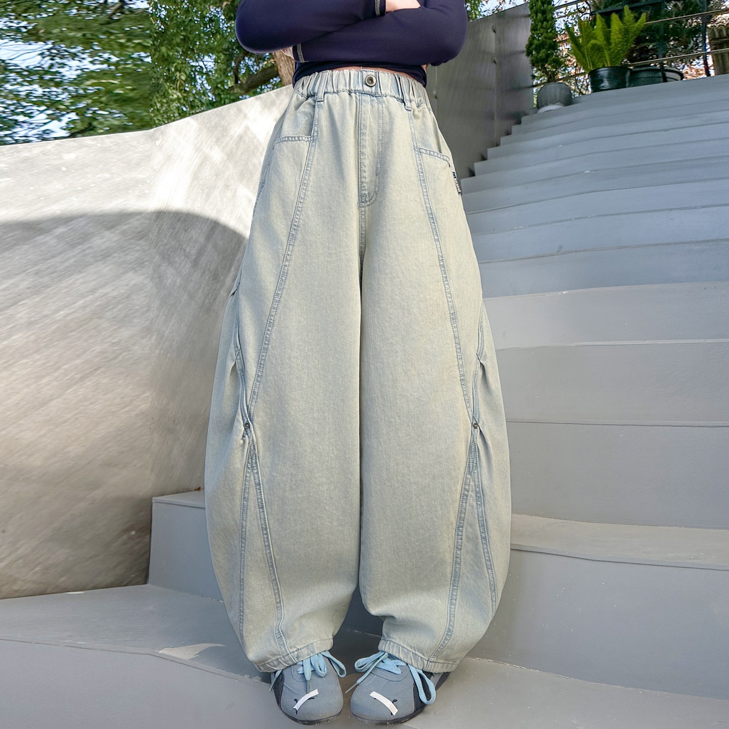 밀크봉봉 초등생 여아 벌룬 커브드 데님 팬츠(G202) 33,430원