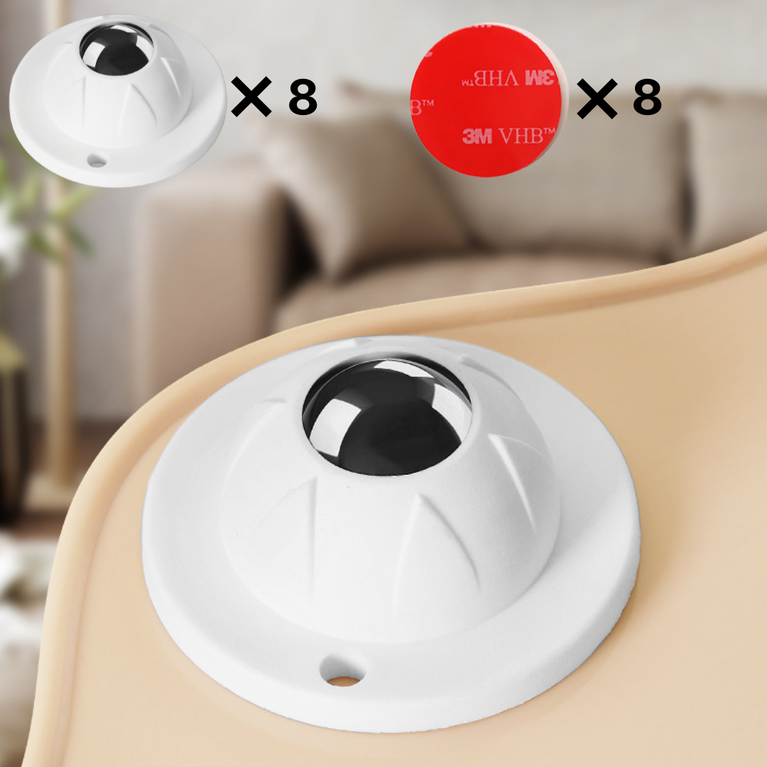 유니데이 이동식 무타공 접착식 롤러바퀴 볼캐스터, 화이트, 8개 14,900원