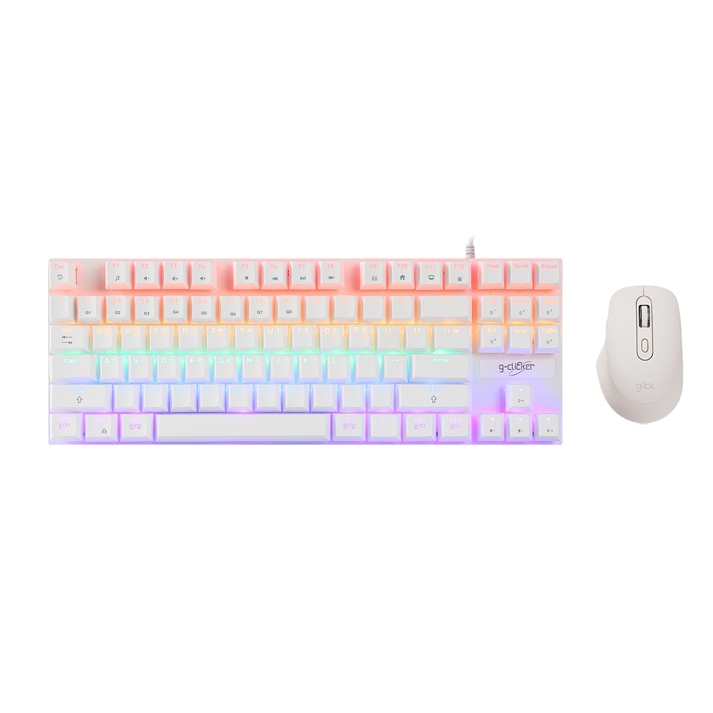 지클릭커 87키 게이밍 기계식 키보드 마우스 세트 화이트, 텐키리스, 청축, GMK-587 34,900원