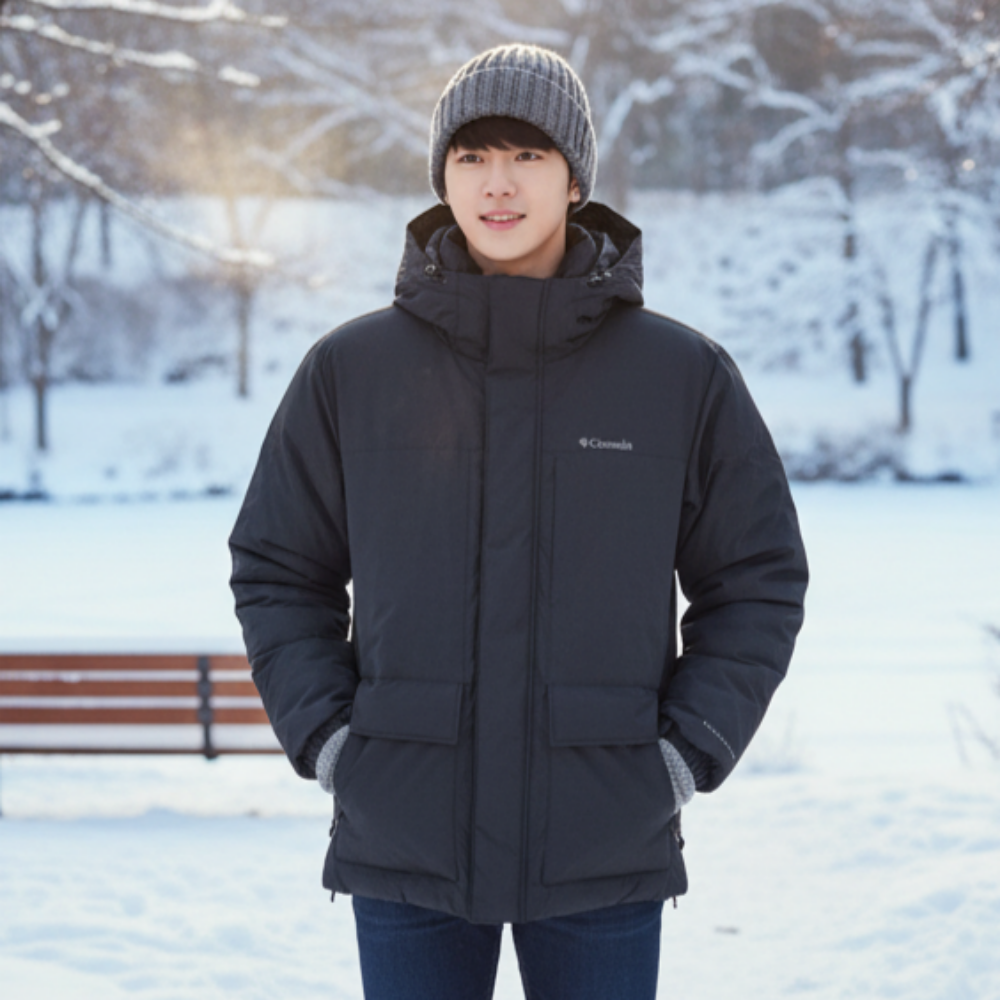 컬럼비아 공용 다운 하프패딩 점퍼 발열 보온 옴니히트 따뜻한 경량 후드 자켓 128,000원