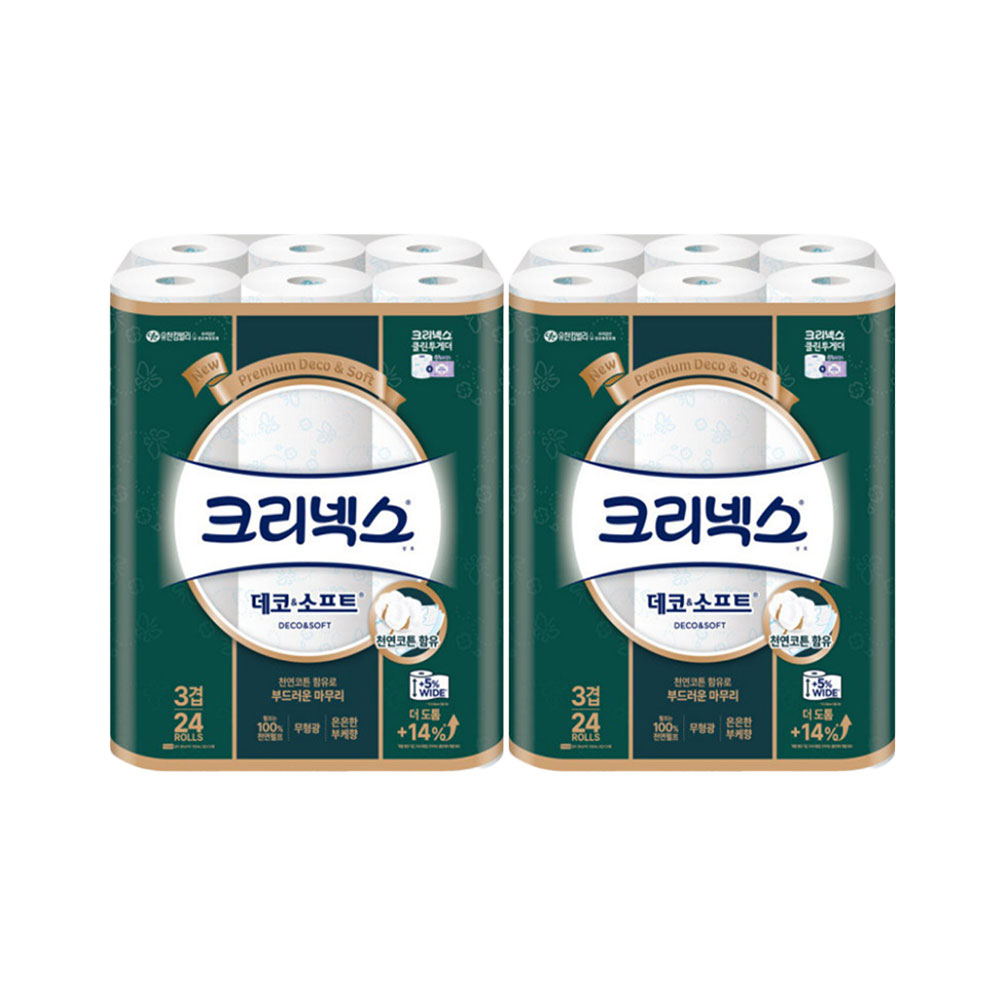 유한킴벌리 크리넥스 데코 소프트 30M 48롤 화장지 휴지, 48개 45,900원
