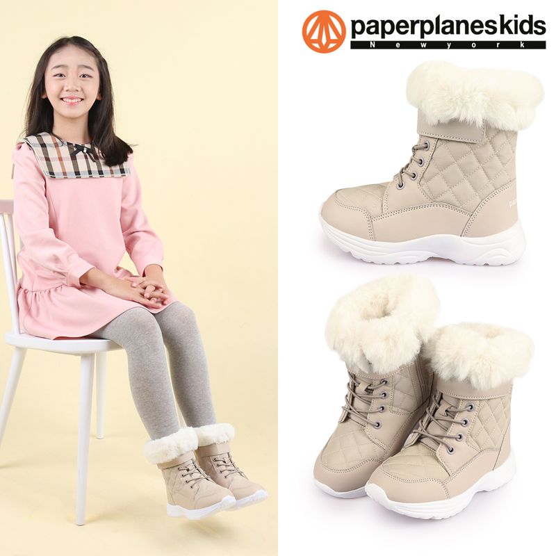 페이퍼플레인키즈 아동 패딩 털 부츠 키즈 유아 어린이 겨울 기모 방한 슈즈 초등 학생 신발 주니어 여아 남아 퍼 아동화 33,500원