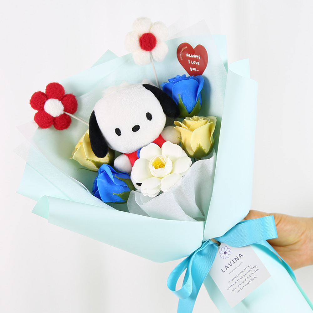 산리오 비누꽃 인형꽃다발 + 쇼핑백 세트, 포차코, 1개 19,900원