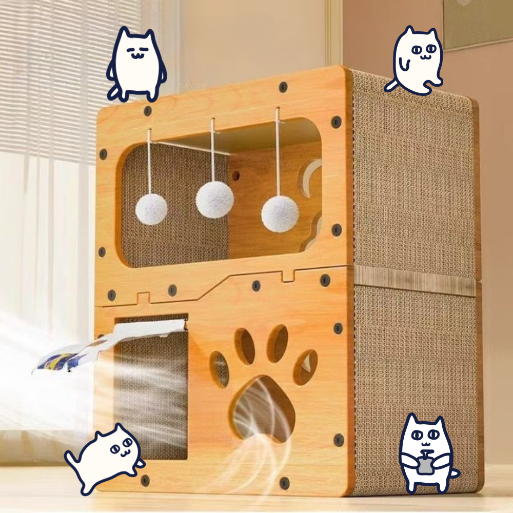 드리피 고양이 더블룸 숨숨집 2층 스크래쳐 하우스형, 1개, 혼합색상 25,300원