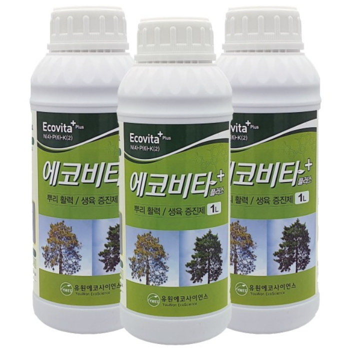 [유원에코팜] 소나무 나무영양제 수목 조경 비료 뿌리발근제 에코비타플러스 1L + 화분 비료 30,000원