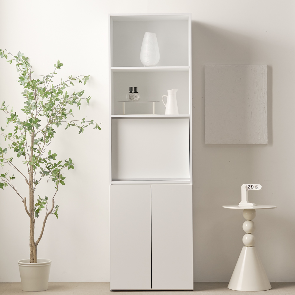 송목가구 레토 도어형 책장 미니 테이블 수납장, 5단, 화이트 123,900원