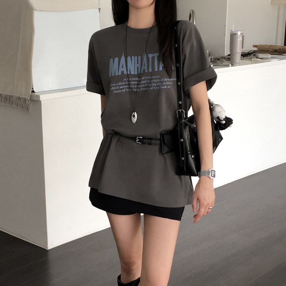 티데일리 남녀공용 맨해튼 프린팅 오버핏 17수 빅사이즈 라운드 반팔 티셔츠 12,600원