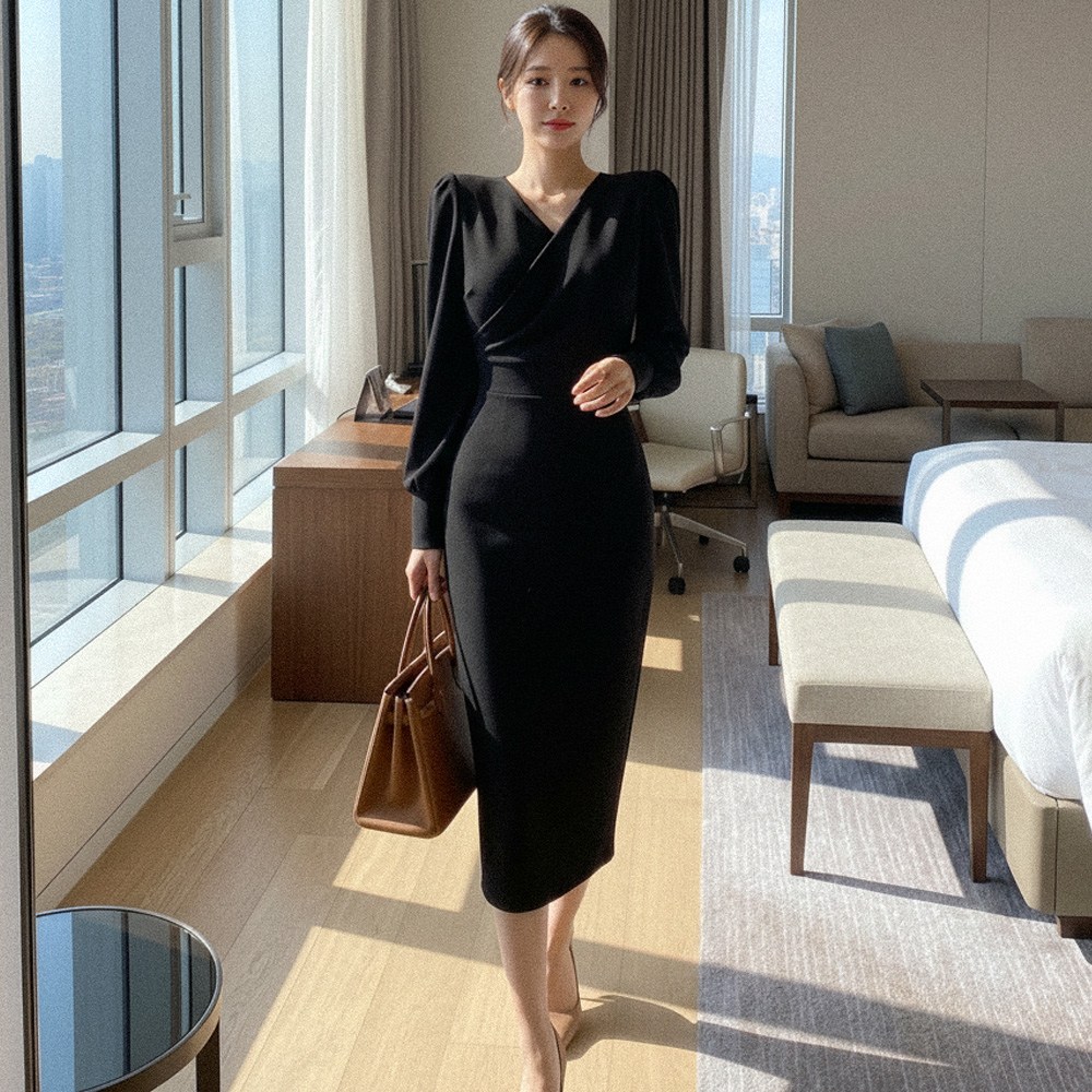 글램디브 보니밍 클래식 랩스타일 미디 원피스 AF0450 36,900원