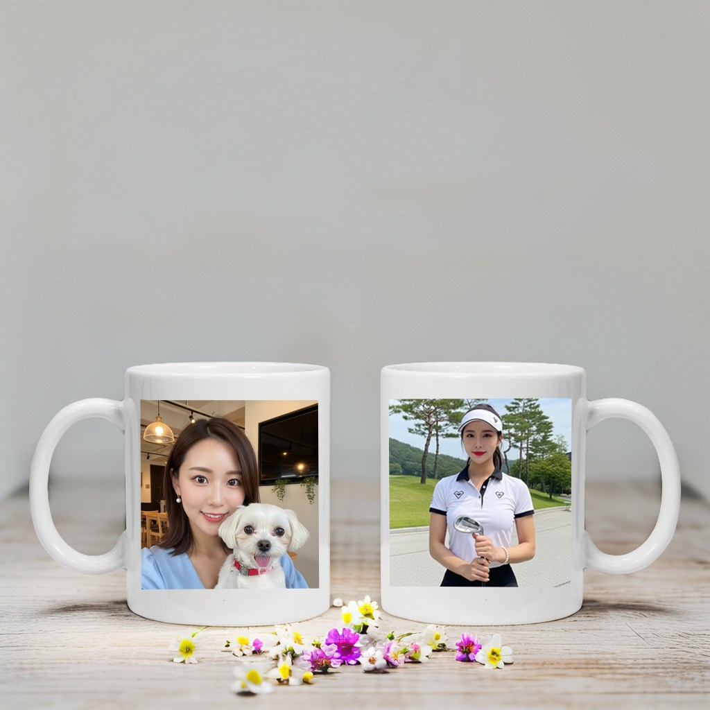 굿즈프렌즈 포토 사진머그컵 커스텀머그잔 커플 돌 답례품 창립 기념일 모임 선물 소량 맞춤 주문제작, 1개, 화이트 8,000원