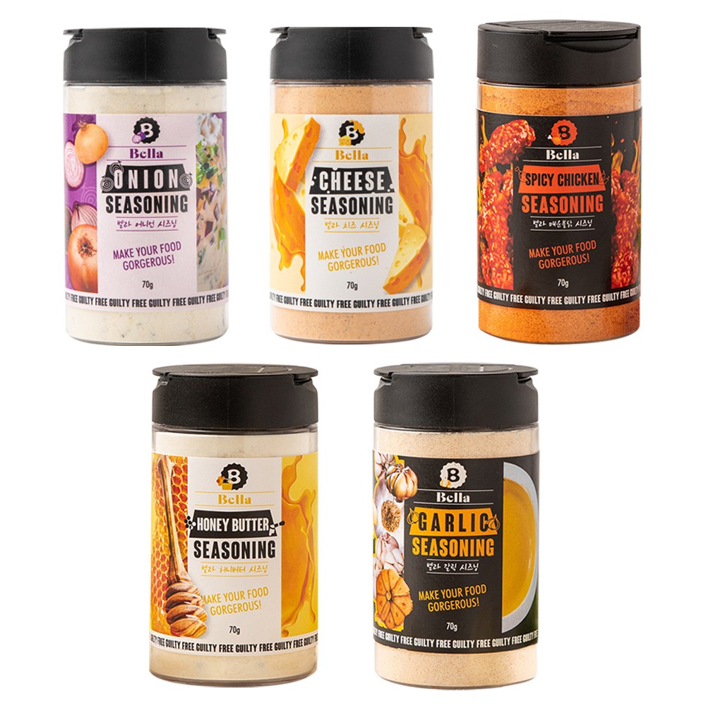벨라 제로 시즈닝 치즈+어니언+허니버터+매운불닭+갈릭 5종 세트, 1세트 34,300원