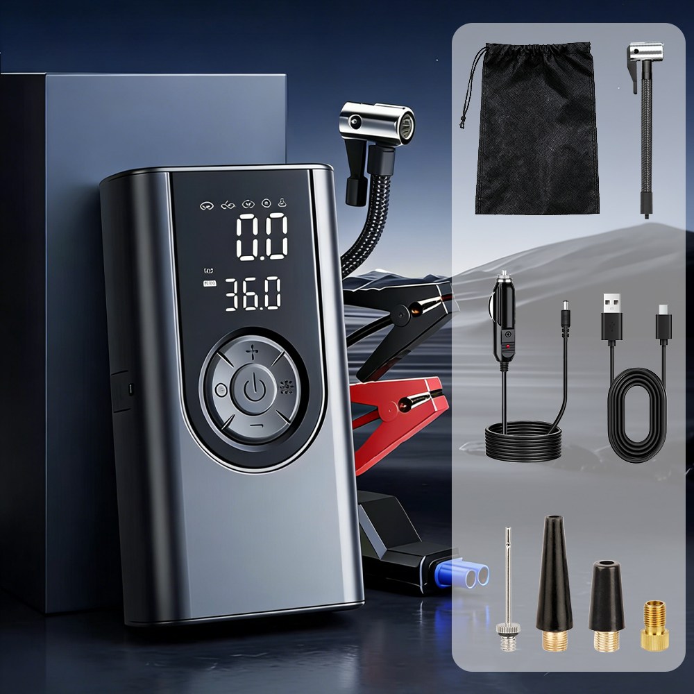 VERVEO 타이어 공기압 주입기 6000mAh 다용도 공기 주입기 자동차 자전거 오토바이 농구공 휴대용무선 전동 에어펌프, 블랙, 1개 19,400원