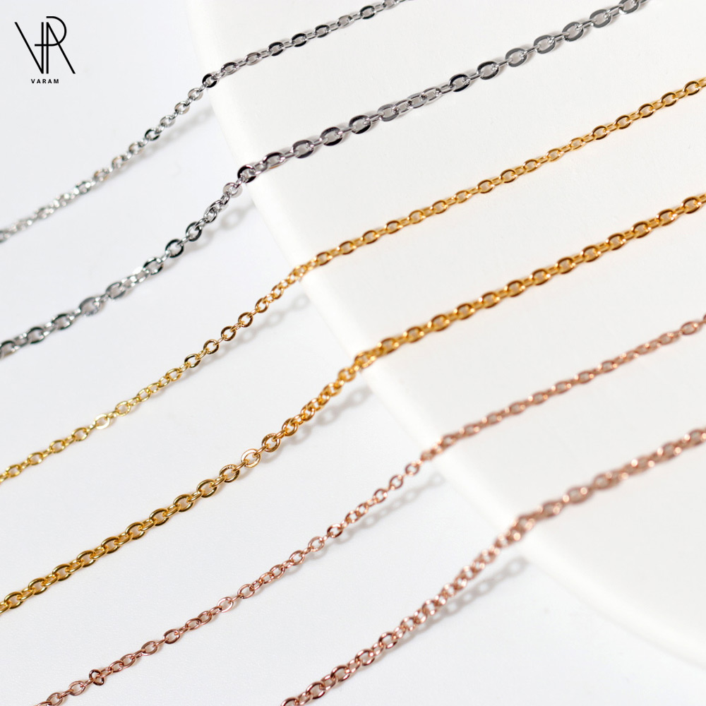 VARAM 써지컬스틸 1mm 2mm 반짝 심플 체인 목걸이 9,900원