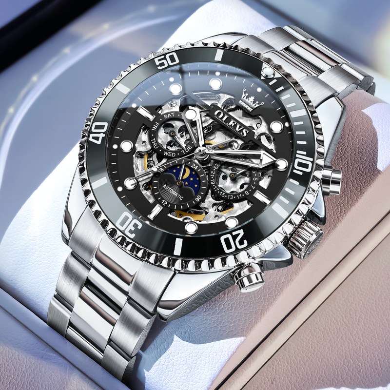 OLEVS 남자손목시계 정품 기계식 오토매틱 자동 럭셔리 명품 다기능 워터프루프 야광 141,300원