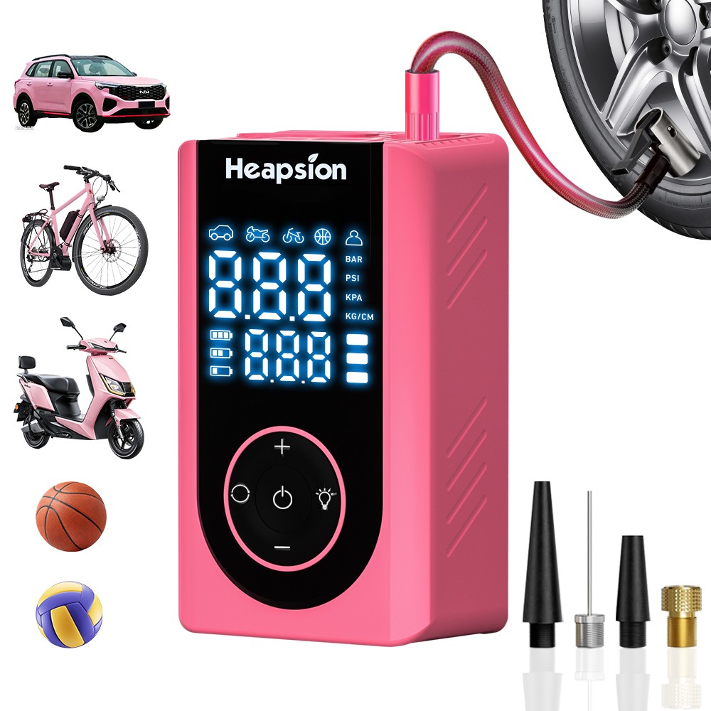 무선 전동 에어펌프 휴대용 7200mAh 다용도 자동차 자전거 타이어 공기주입기 노즐포함, 핑크, 1개 38,000원