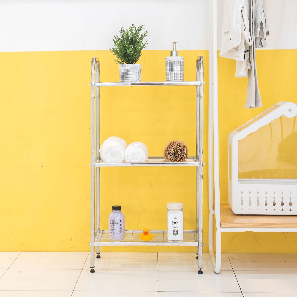 리빙홀세일 올스텐 선반-정리수납 4단 욕실 화장실 일자 스텐레스, 1개, 올스텐선반 3단 54,000원