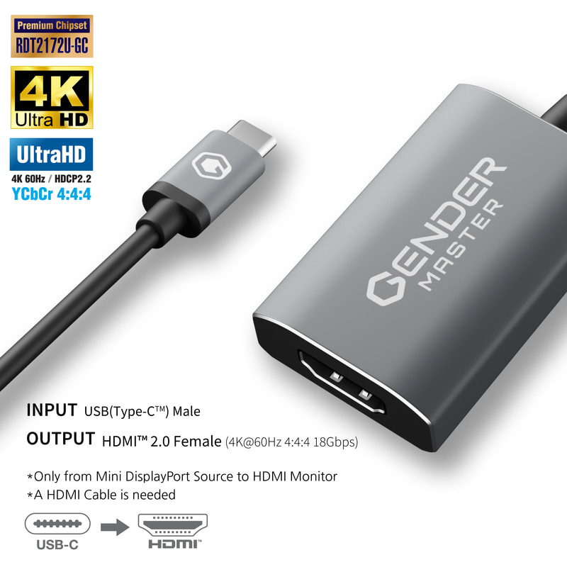 젠더마스터 USB-C to HDMI 2.0 액티브컨버터 4K60Hz GM-102, 단일상품, 1개 42,000원