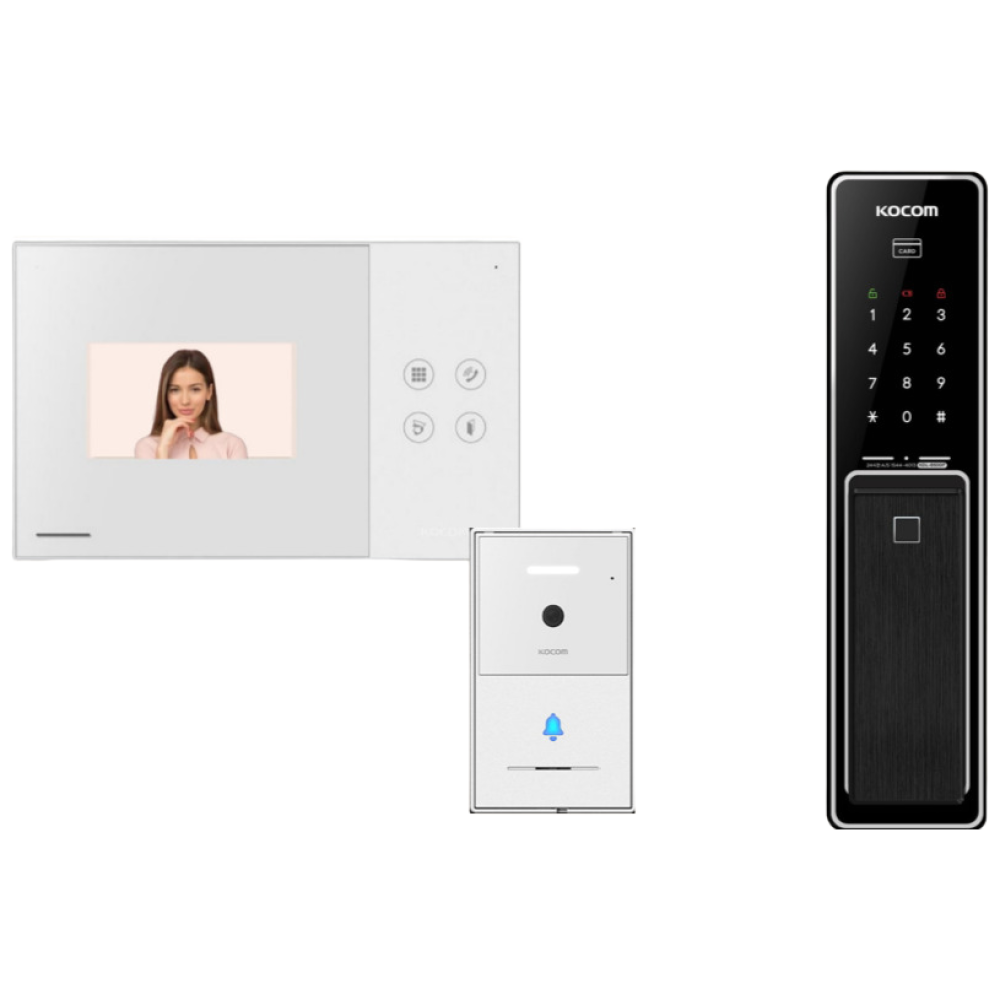 [코콤비디오폰 도어락 SET 상품2] XCV-YO43 [4.3인치 아날로그비디오폰 + 푸쉬풀지문도어락]-A지역 설치, 방문설치, 현장결재,비디오폰55,000원/도어락35,000원 280,000원