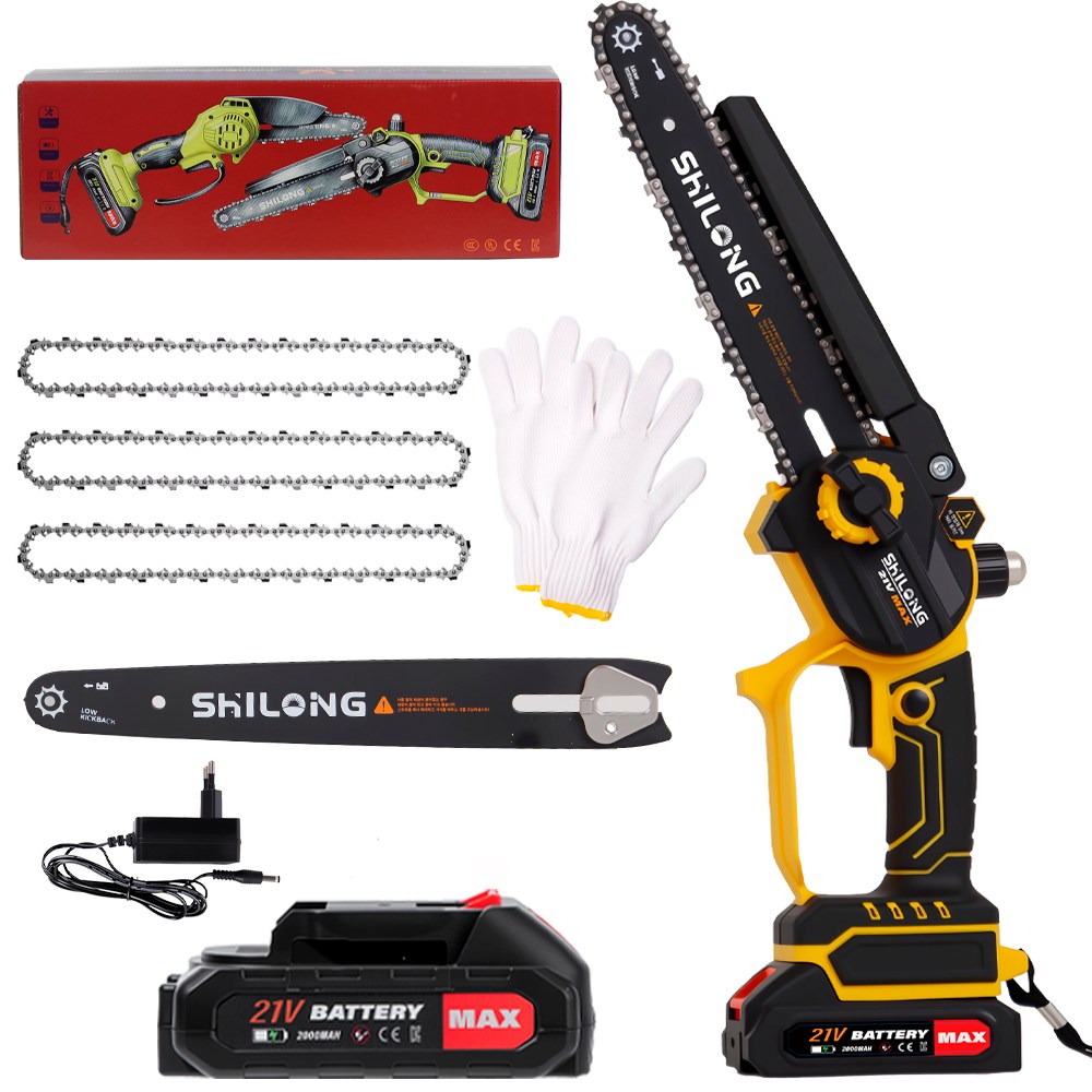SHILONG  무선 체인톱 충전식 가정용 미니 소형 나무 가지치기 전기톱 43,250원