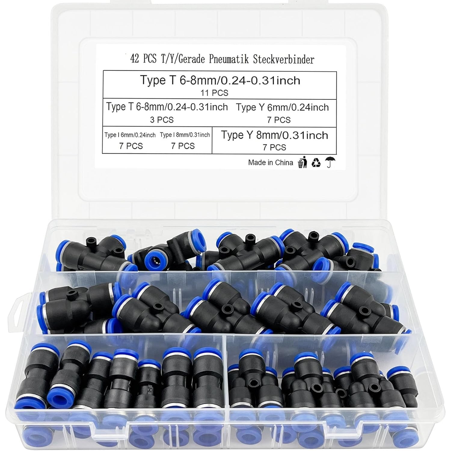 ADNEWX 파워 에어 퀵커넥터 42PCS 세트 (6/8mm)- PBT 플라스틱, 최대 10MPa, 무공구 설치, 1세트 28,520원