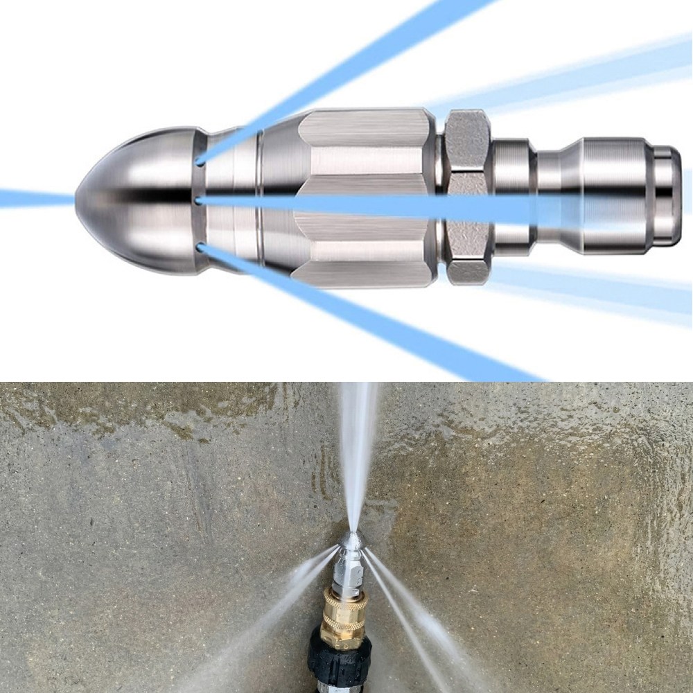 쿠종 고압세척기 하수구 막힘 배관 청소용 1/4인치 커플러 스테인레스 노즐 전면+후면 분사 8,600원