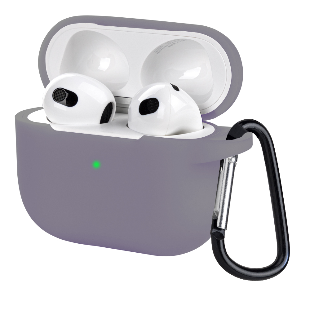 아이몰 에어팟 컬러 실리콘 일체형 케이스 + 카라비너 키링, 에어팟3, 퍼플그레이, 1개 4,900원