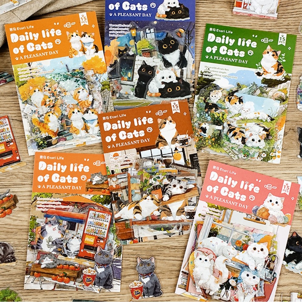 앨리스앤 빈티지 다꾸 스티커팩 고양이의 일상 시리즈 6종 7,500원