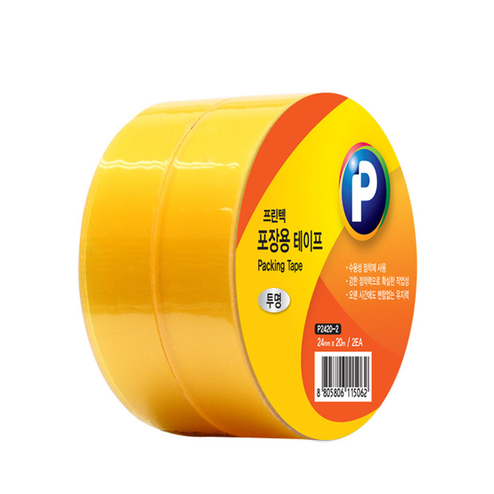 프린텍 포장용 테이프 P2420-2 투명 2개입 24mmx20m 930원