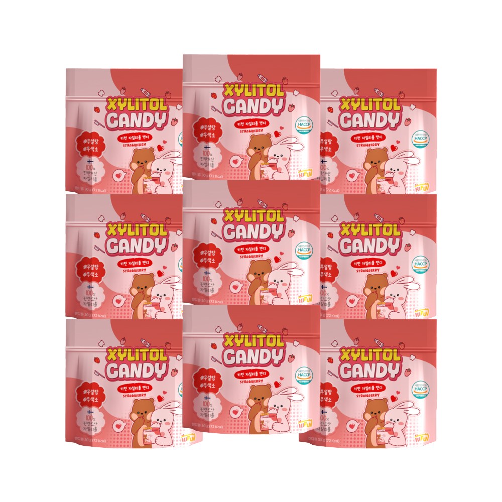 키펀 핀란드산 무설탕 자일리톨 사탕 스톤 캔디 딸기향, 9개, 30g 24,800원